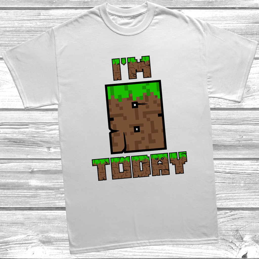 White "I'm 8 Today" kids birthday t-shirt with blocky pixel brick design in bold colours.