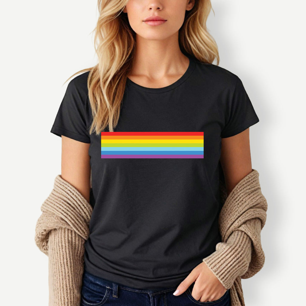 Rainbow stripe t shirt available in multiple colours and sizes