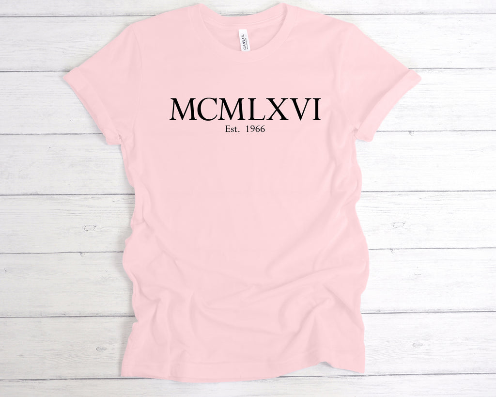 minimalist 60th birthday shirt roman numerals est 1966 design