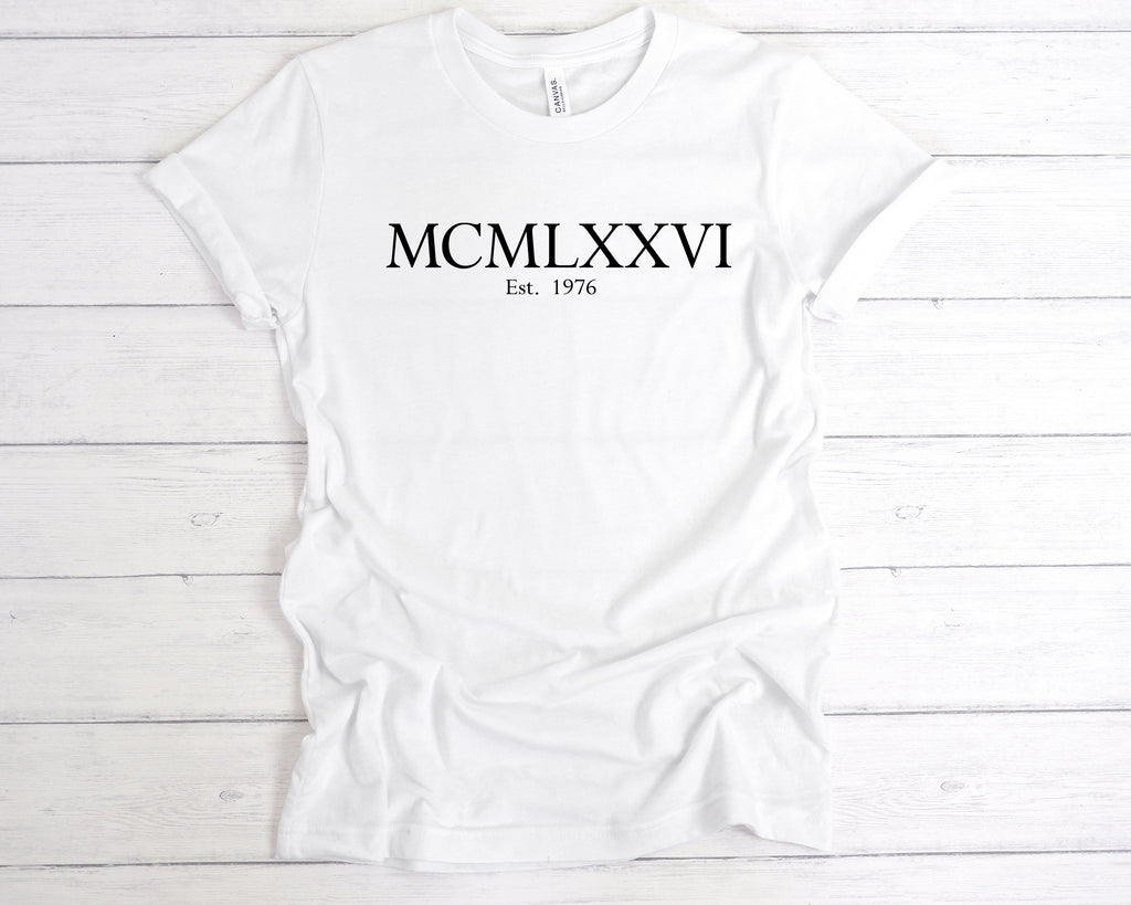 est 1976 birthday t shirt product image front view