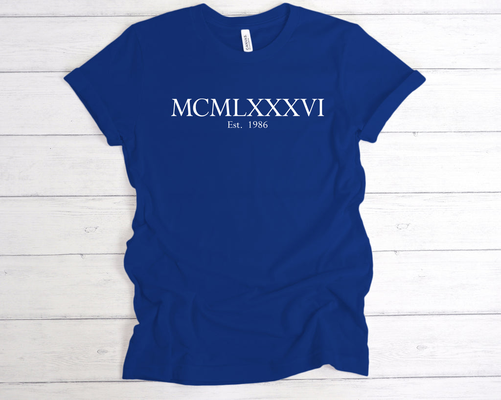 minimalist 40th birthday shirt roman numerals est 1986 design