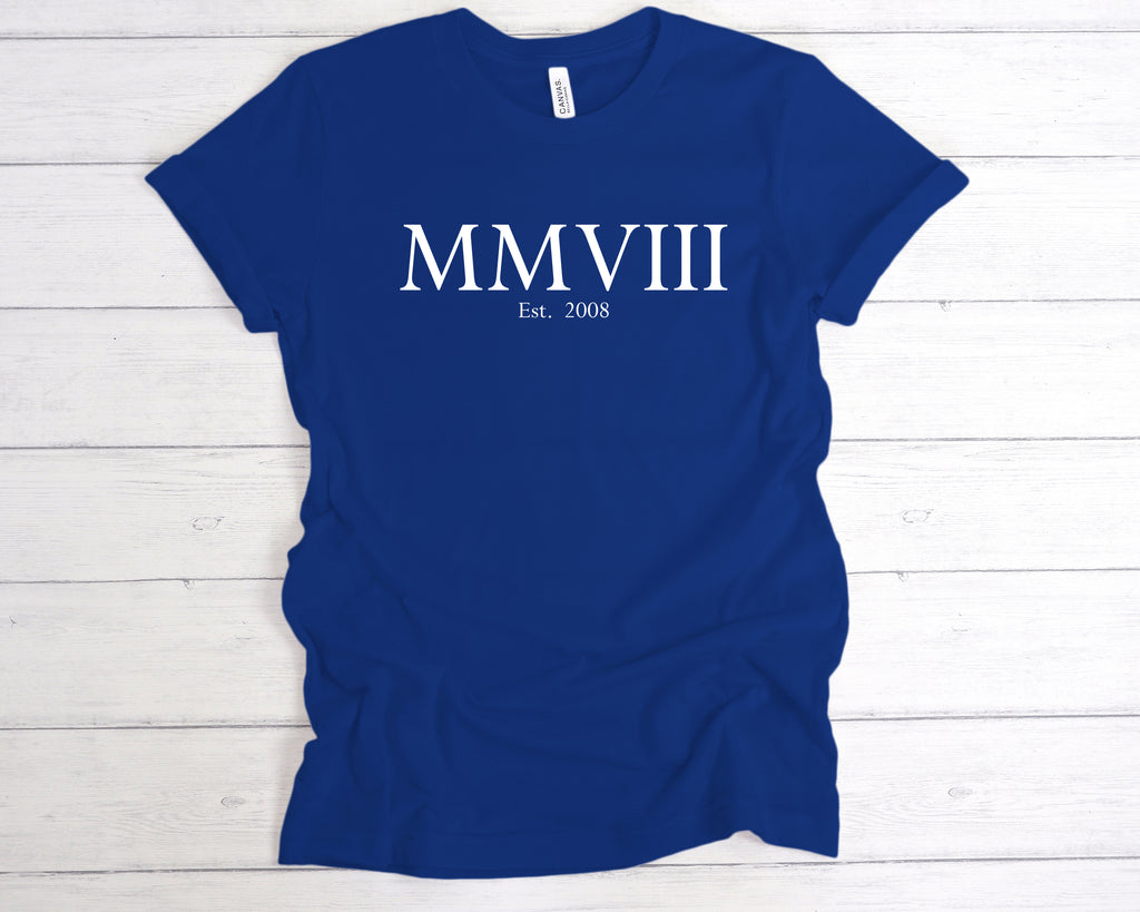 minimalist 18th birthday shirt roman numerals est 2008 design