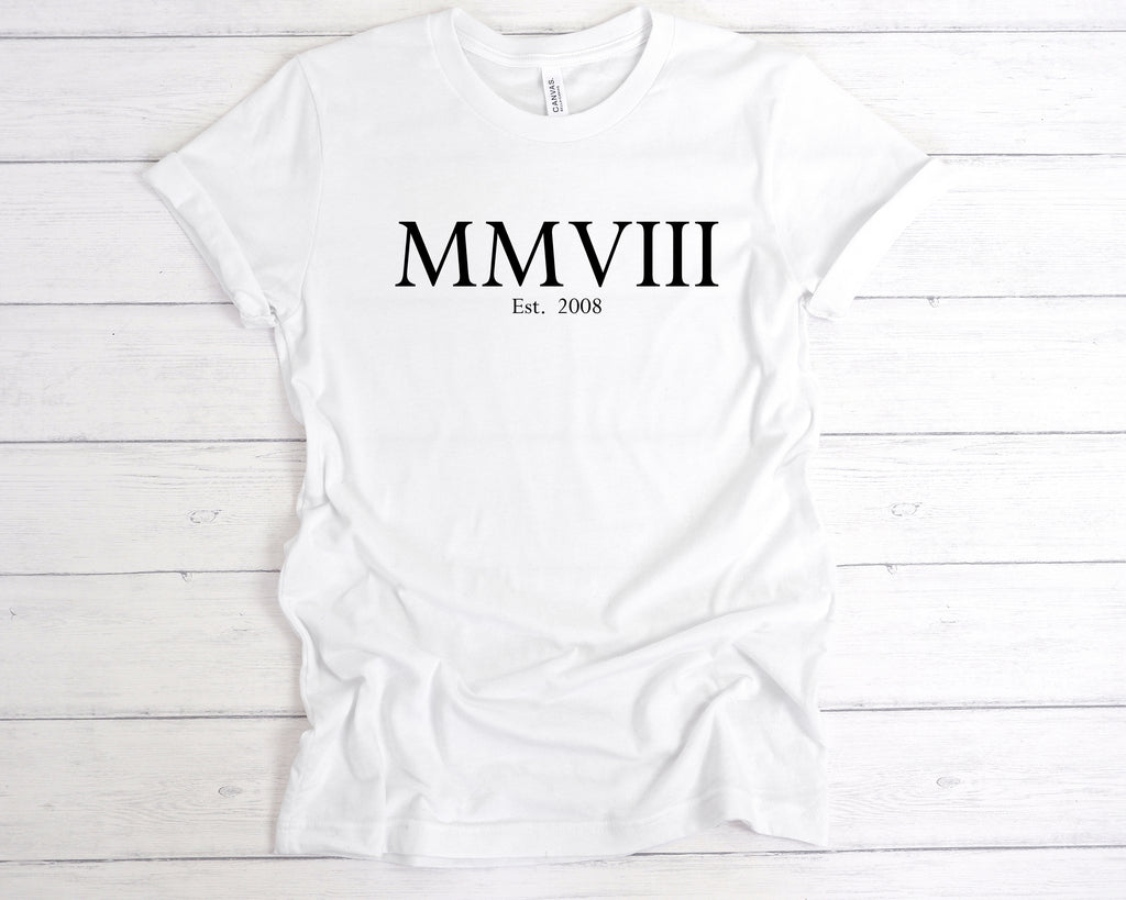 est 2008 birthday t shirt product image front view