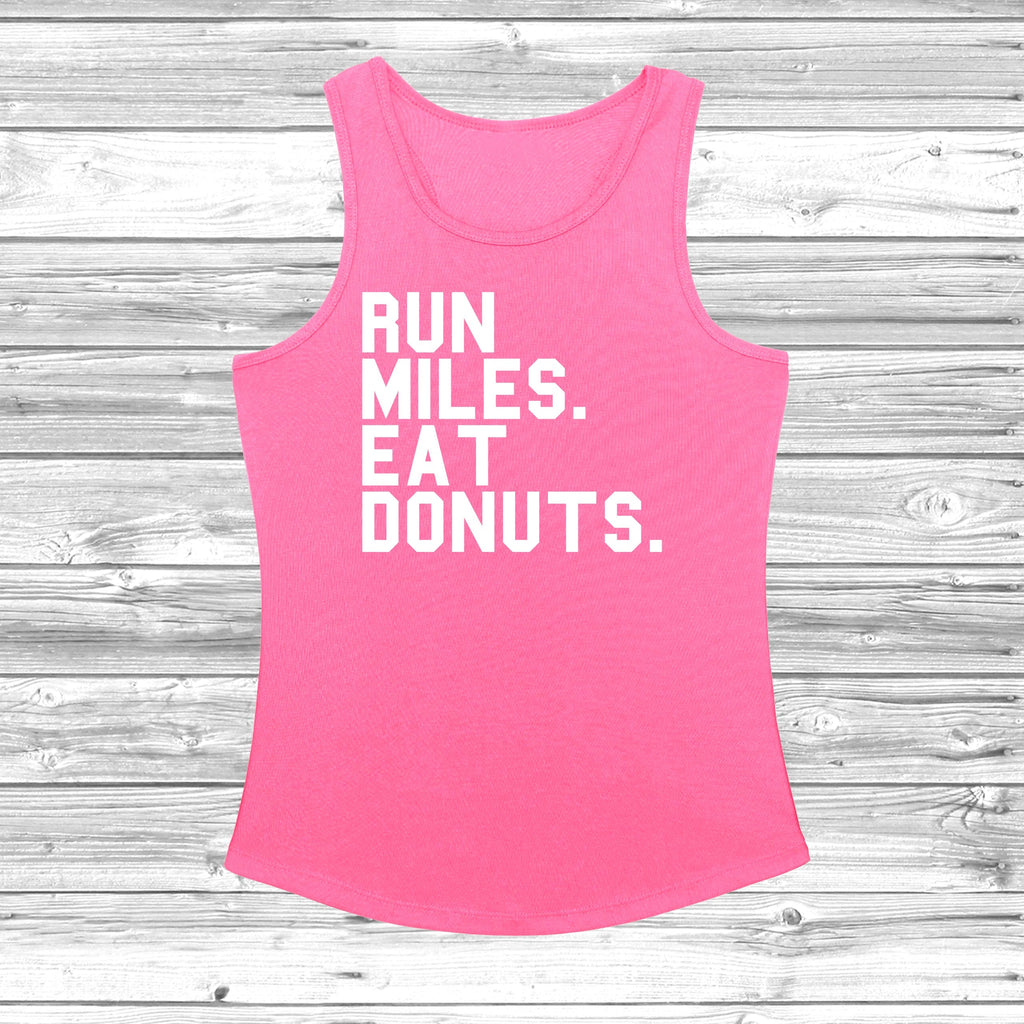Get trendy with Run Miles Eat Donuts Women's Cool Vest - Vest available at DizzyKitten. Grab yours for £11.49 today!