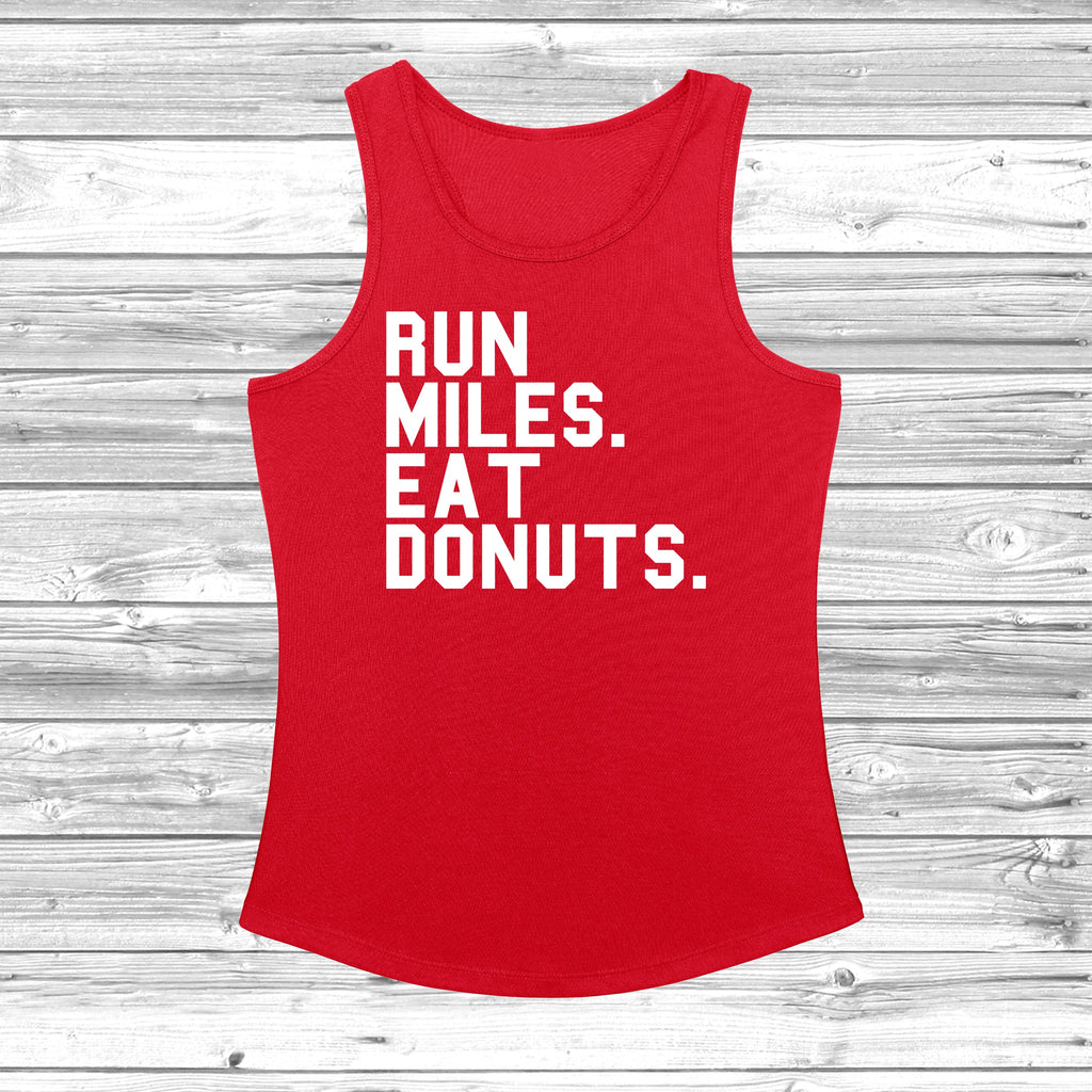 Get trendy with Run Miles Eat Donuts Women's Cool Vest - Vest available at DizzyKitten. Grab yours for £11.49 today!