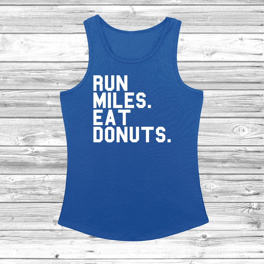 Get trendy with Run Miles Eat Donuts Women's Cool Vest - Vest available at DizzyKitten. Grab yours for £11.49 today!