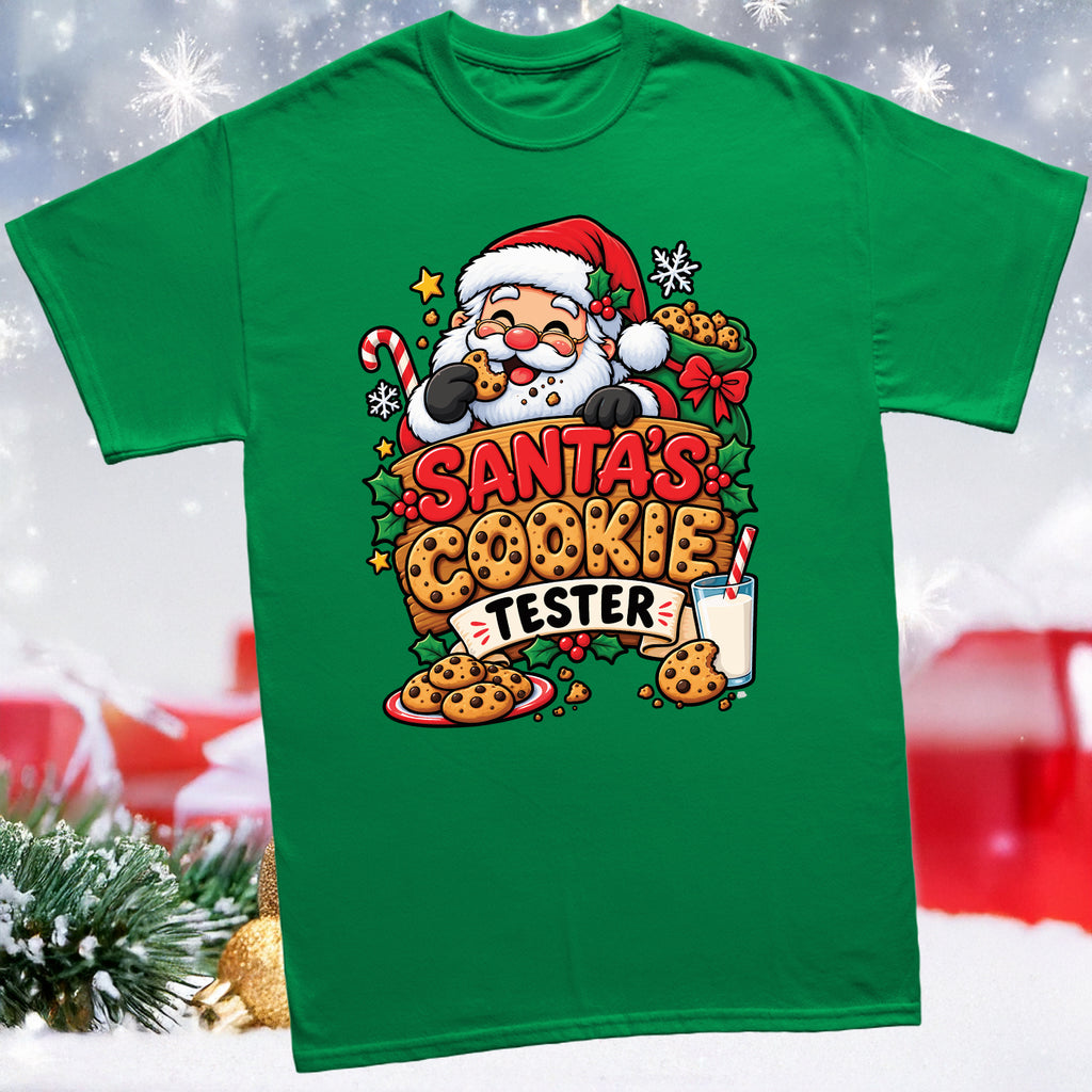 Kids Santa’s Cookie Tester slogan tee