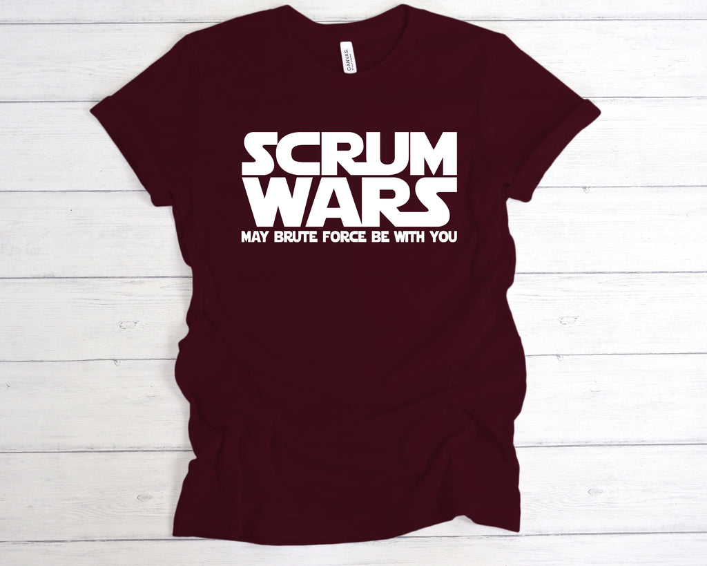 Scrum Wars t-shirt – Funny rugby tee – rugby fan shirt Maroon