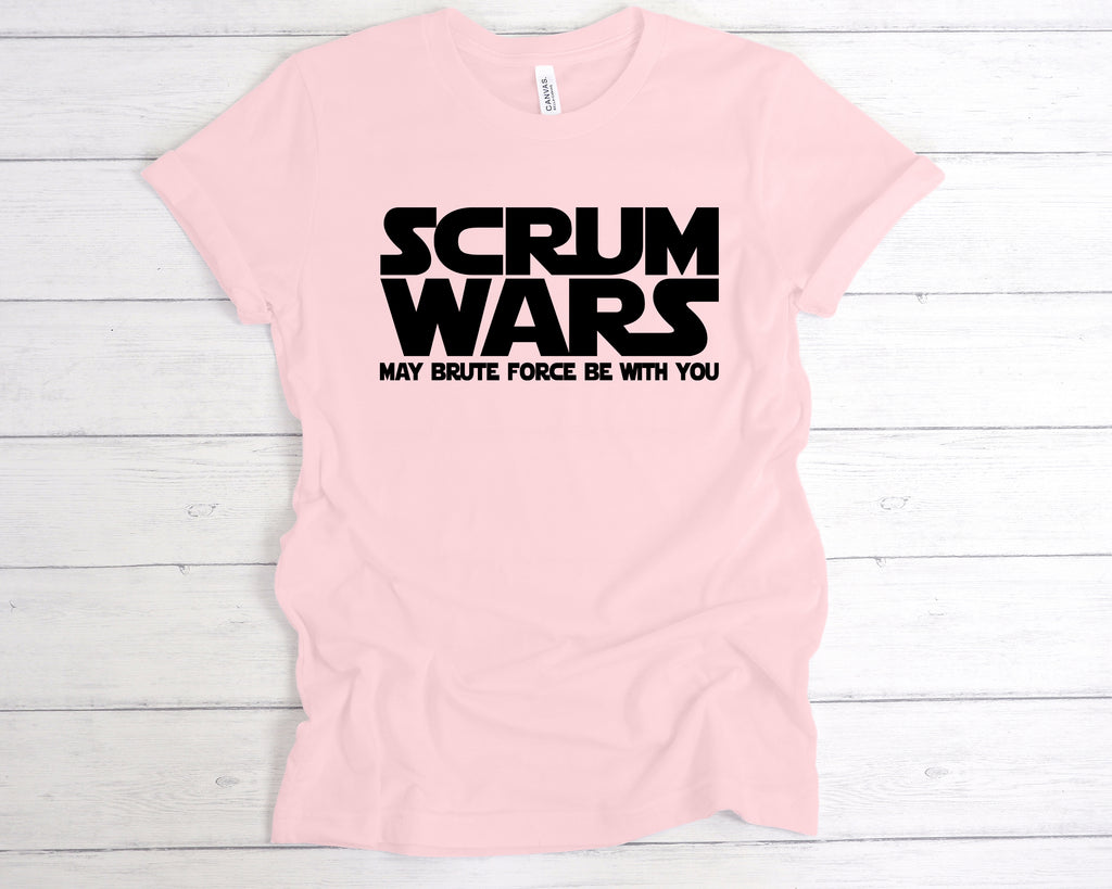 Scrum Wars t-shirt – Funny rugby tee – rugby fan shirt Soft Pink