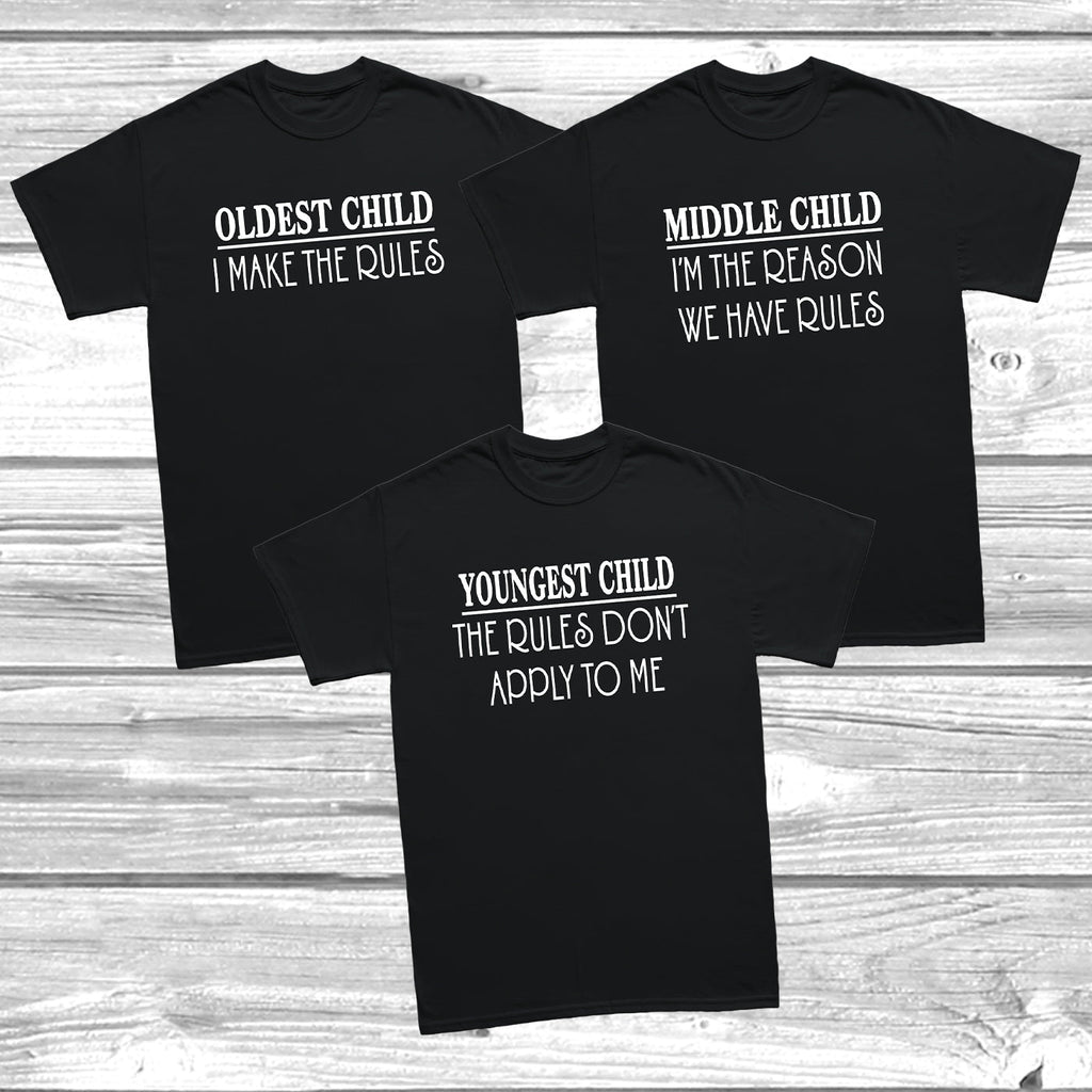 Get trendy with Sibling Rules Set S-XL Adults T-Shirt -  available at DizzyKitten. Grab yours for £10.49 today!