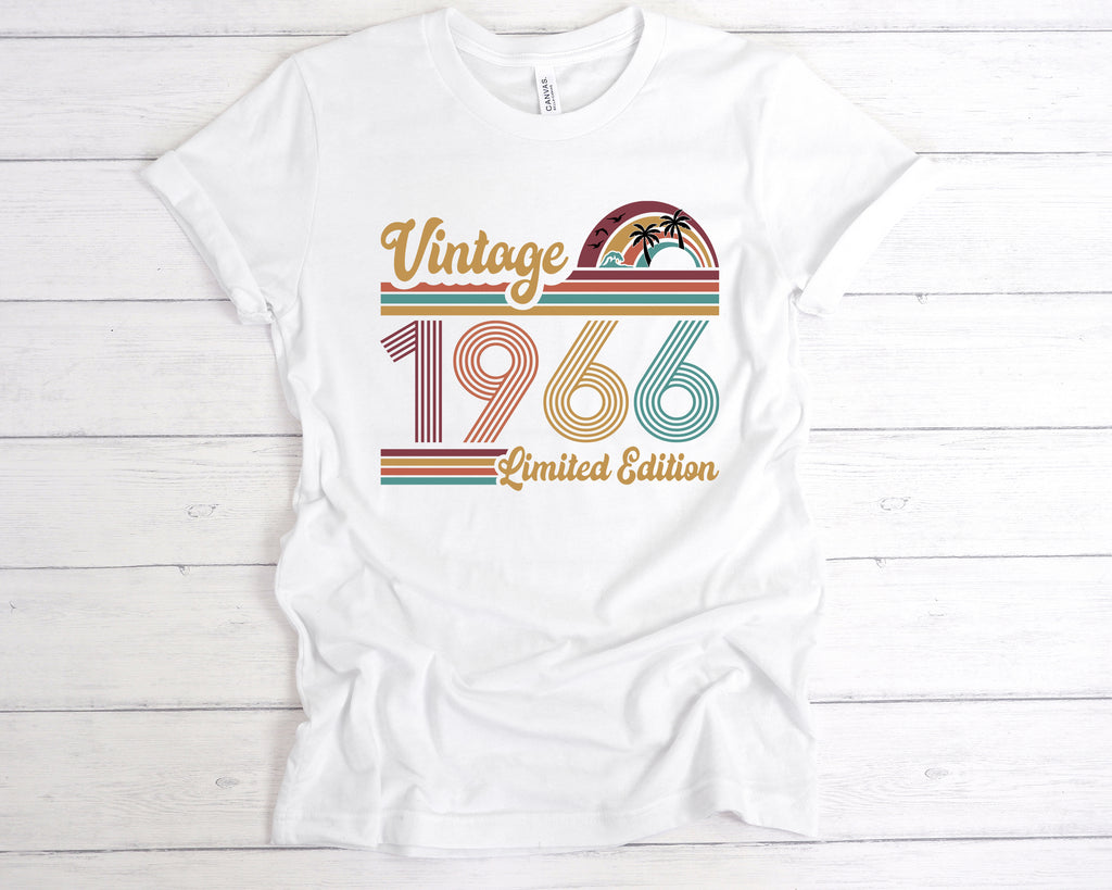 Vintage style 1966 birthday t shirt laid flat product image