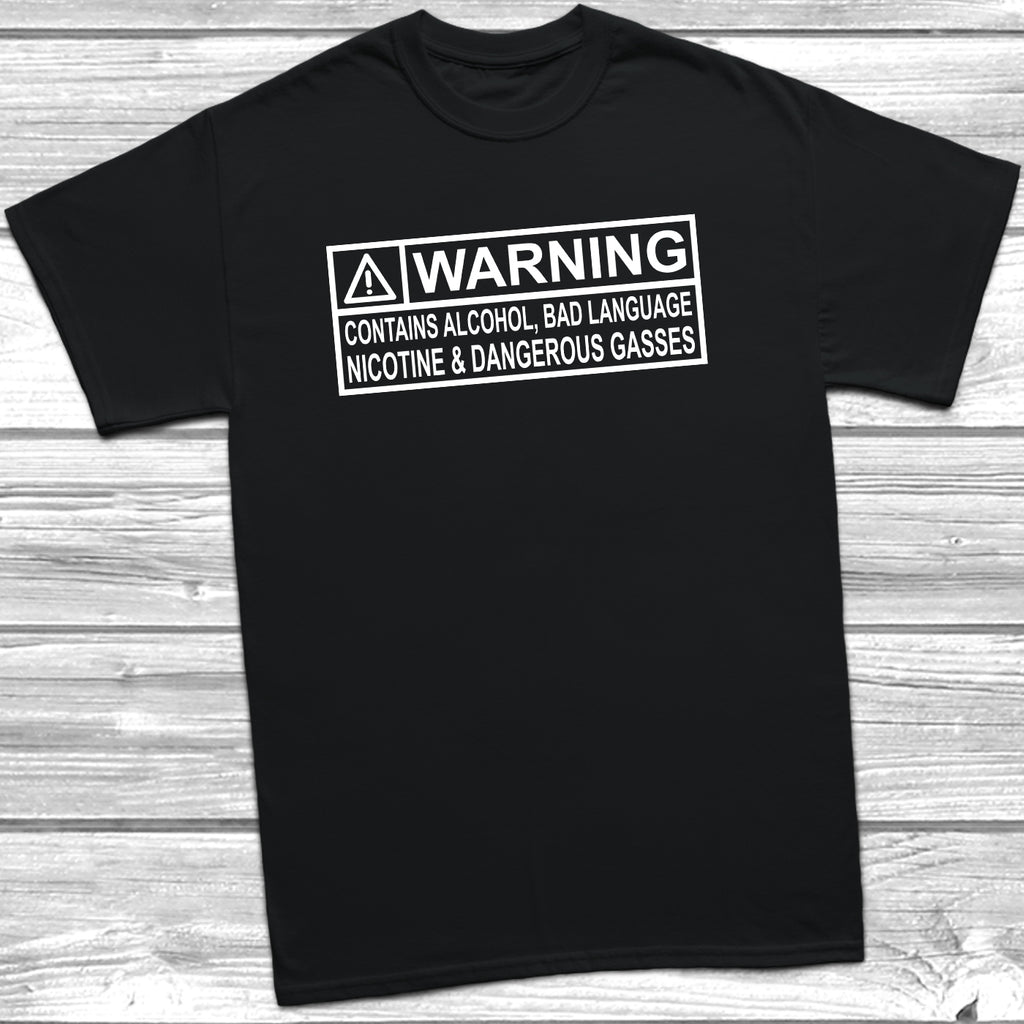 Warning Contains Alcohol And Bad Language funny slogan t shirt design
