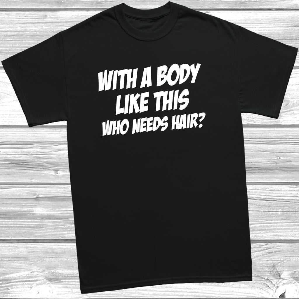 Humorous graphic tee for bald men with confident novelty design