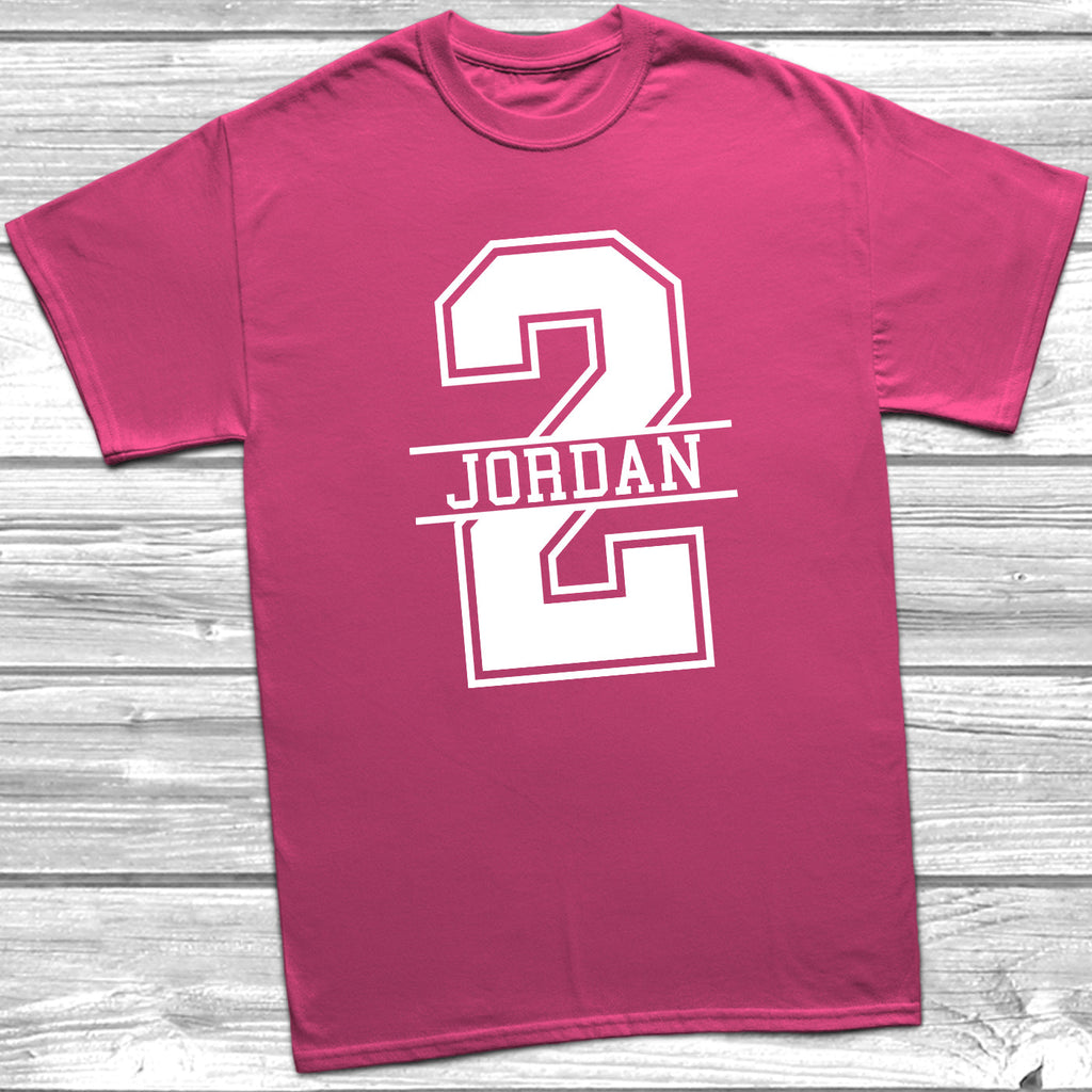 Get trendy with Personalised 2nd Birthday Monogram T-Shirt - T-Shirt available at DizzyKitten. Grab yours for £10.49 today!