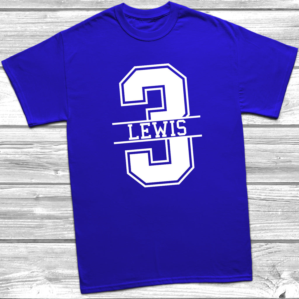 Get trendy with Personalised 3rd Birthday Monogram T-Shirt - T-Shirt available at DizzyKitten. Grab yours for £10.49 today!