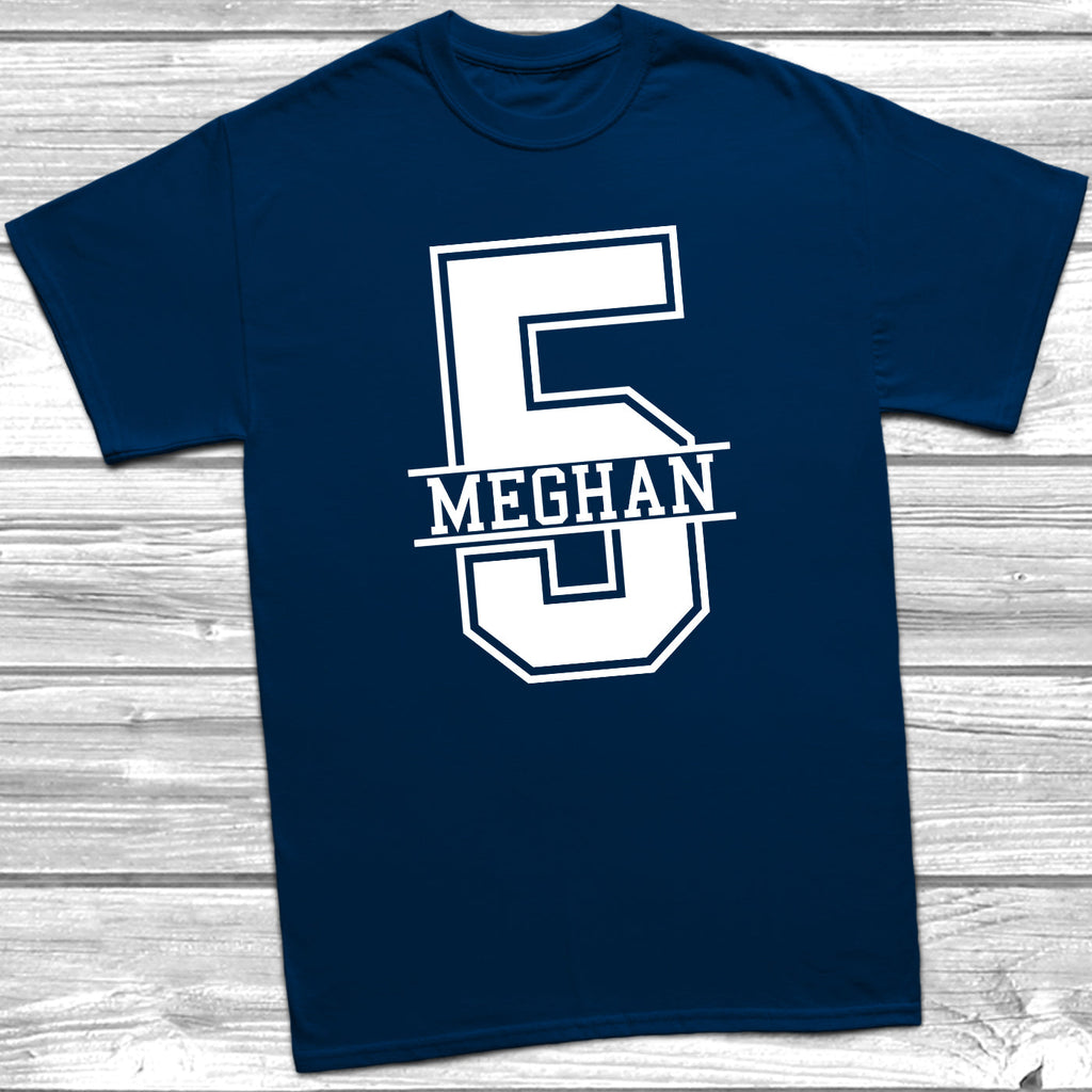 Get trendy with Personalised 5th Birthday Monogram T-Shirt - T-Shirt available at DizzyKitten. Grab yours for £10.49 today!