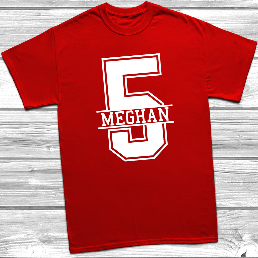 Get trendy with Personalised 5th Birthday Monogram T-Shirt - T-Shirt available at DizzyKitten. Grab yours for £10.49 today!