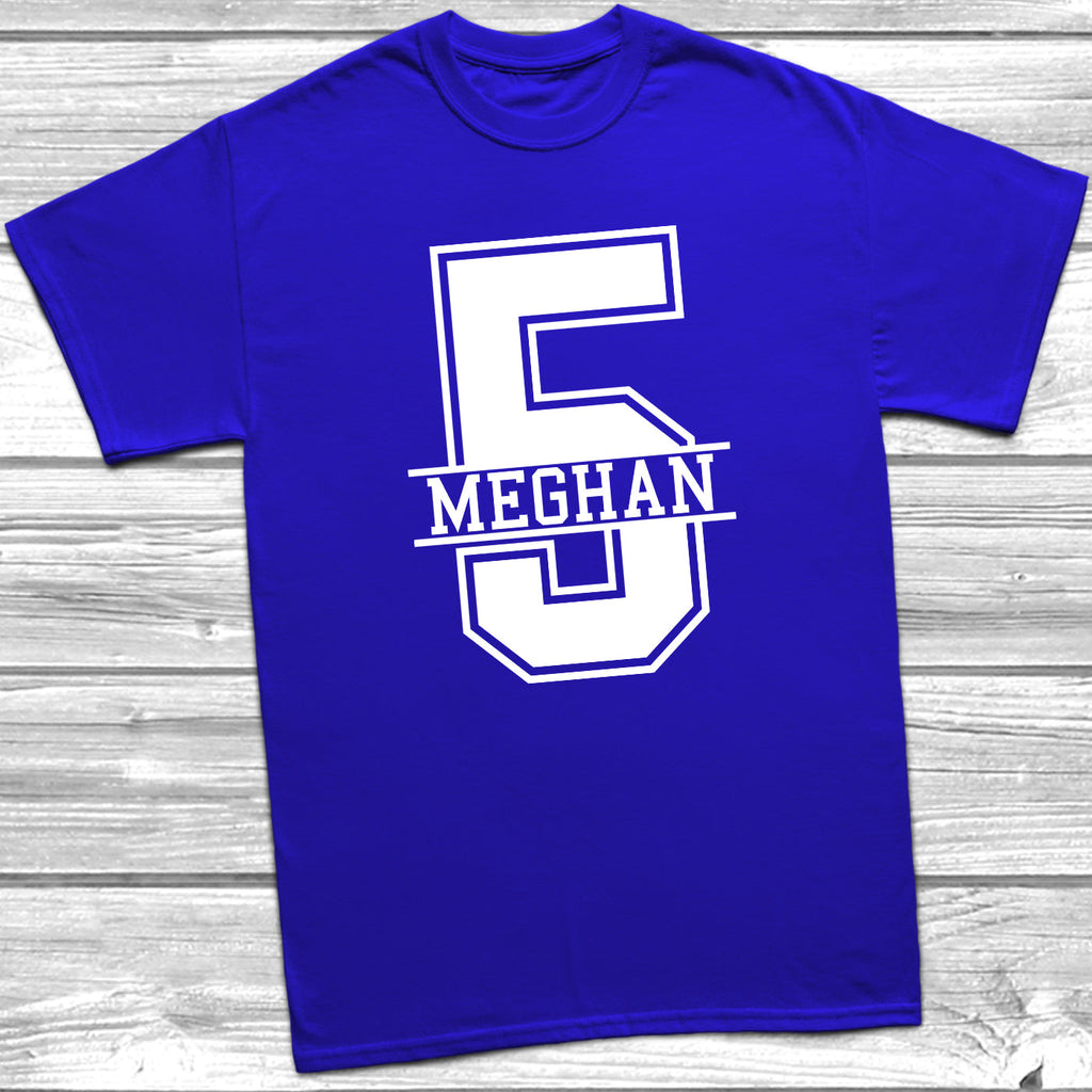 Get trendy with Personalised 5th Birthday Monogram T-Shirt - T-Shirt available at DizzyKitten. Grab yours for £10.49 today!