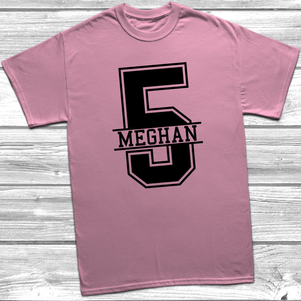 Get trendy with Personalised 5th Birthday Monogram T-Shirt - T-Shirt available at DizzyKitten. Grab yours for £9.99 today!