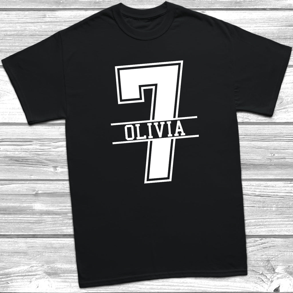 Get trendy with Personalised 7th Birthday Monogram T-Shirt - T-Shirt available at DizzyKitten. Grab yours for £10.49 today!