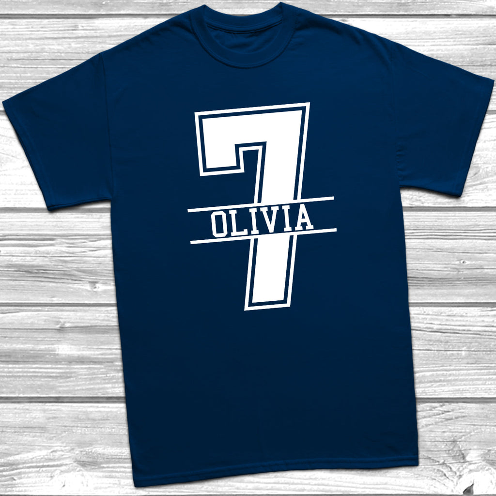 Get trendy with Personalised 7th Birthday Monogram T-Shirt - T-Shirt available at DizzyKitten. Grab yours for £10.49 today!