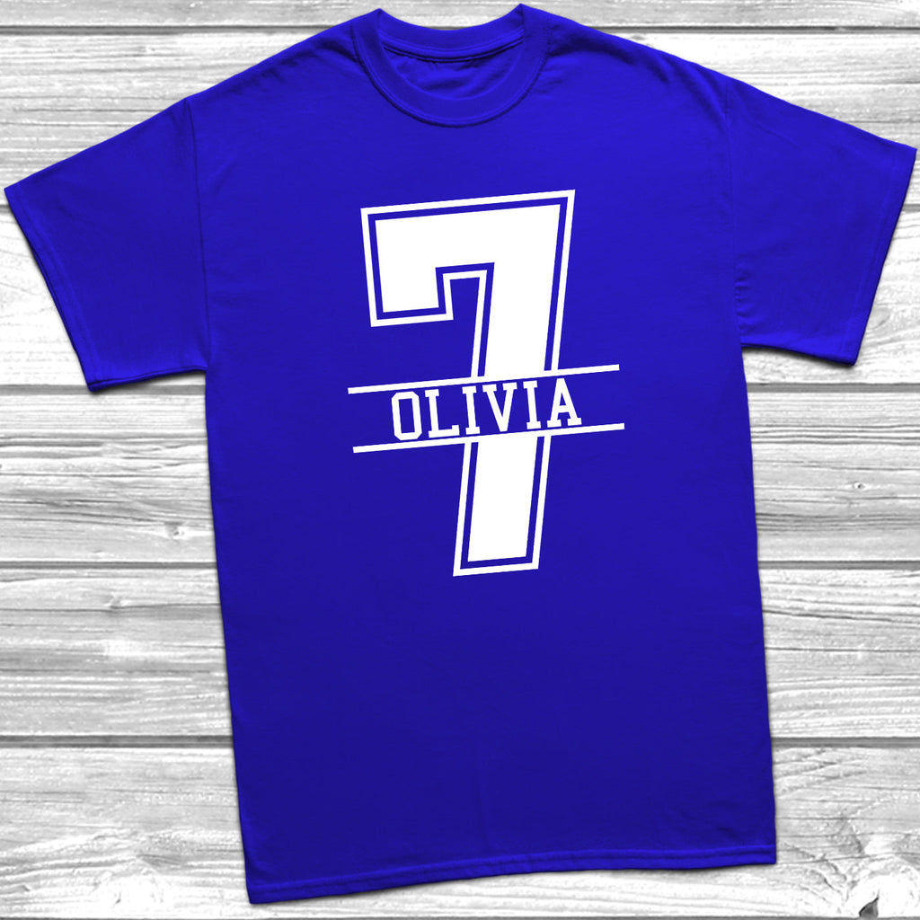 Get trendy with Personalised 7th Birthday Monogram T-Shirt - T-Shirt available at DizzyKitten. Grab yours for £10.49 today!
