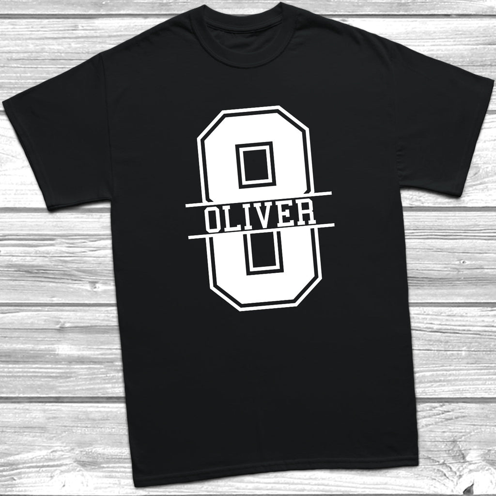 Get trendy with Personalised 8th Birthday Monogram T-Shirt - T-Shirt available at DizzyKitten. Grab yours for £10.49 today!