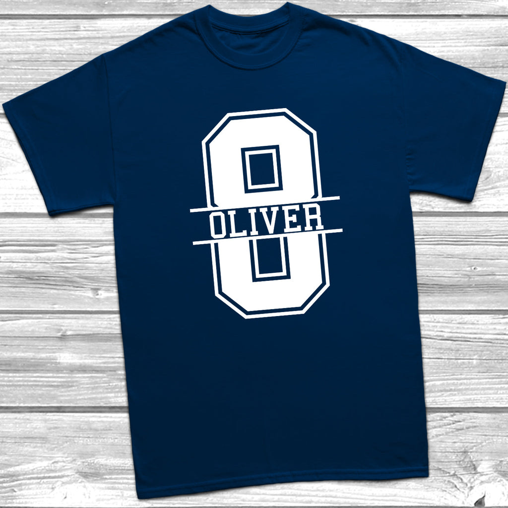 Get trendy with Personalised 8th Birthday Monogram T-Shirt - T-Shirt available at DizzyKitten. Grab yours for £10.49 today!