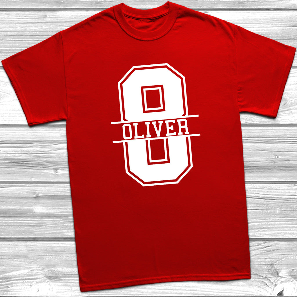 Get trendy with Personalised 8th Birthday Monogram T-Shirt - T-Shirt available at DizzyKitten. Grab yours for £10.49 today!