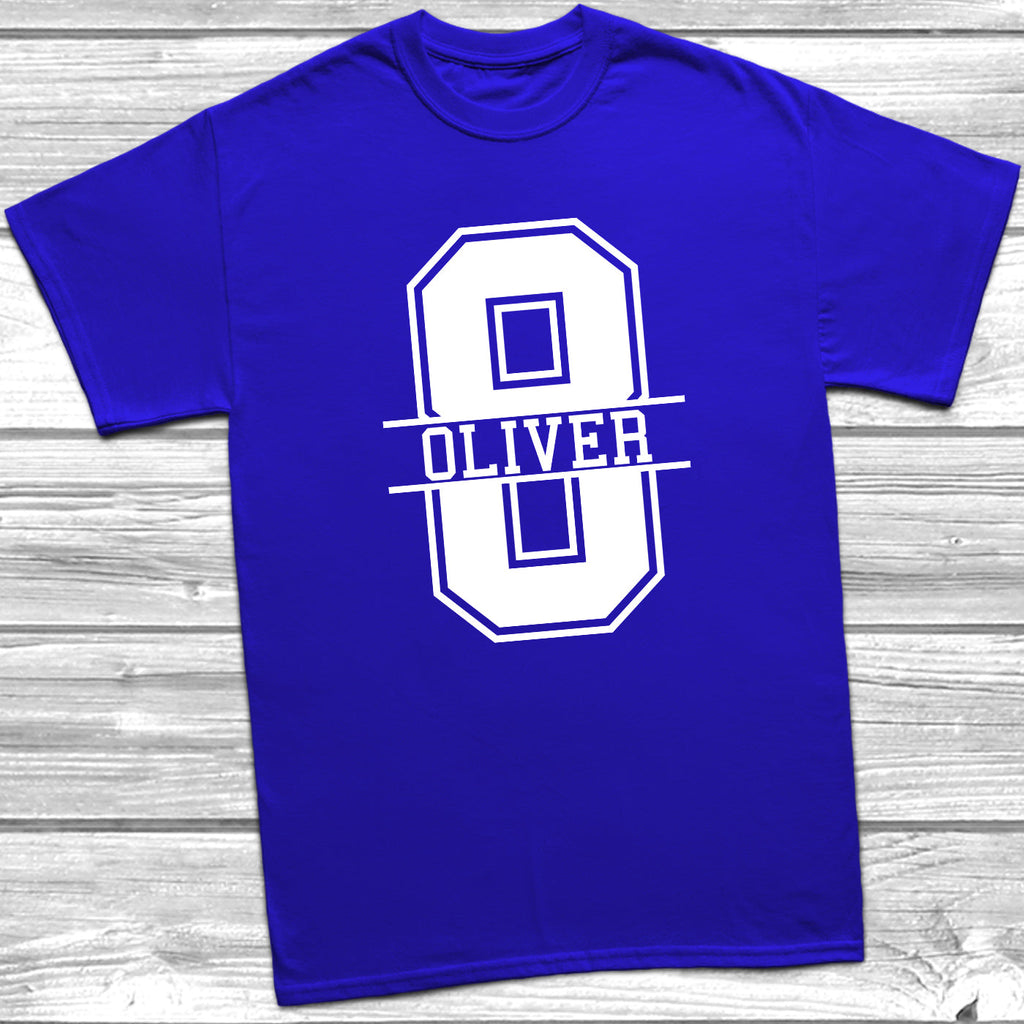 Get trendy with Personalised 8th Birthday Monogram T-Shirt - T-Shirt available at DizzyKitten. Grab yours for £10.49 today!