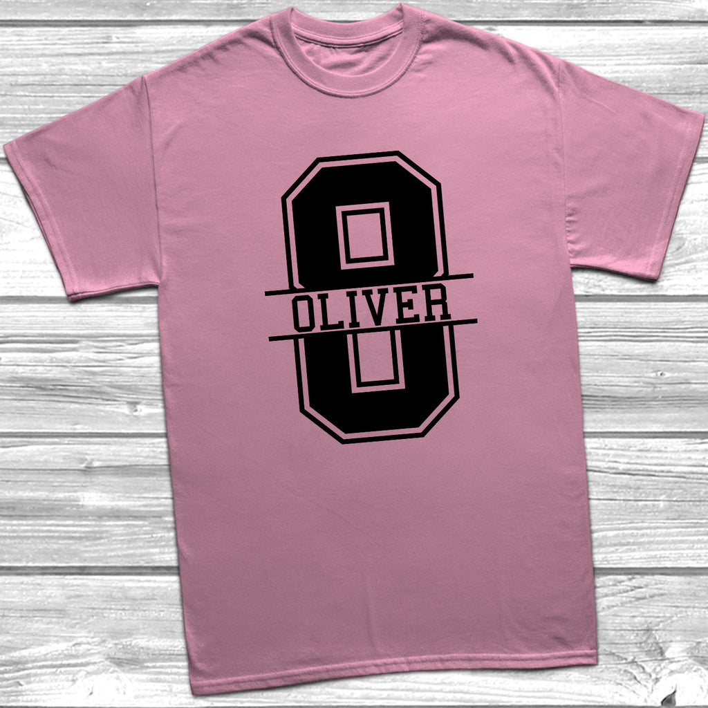 Get trendy with Personalised 8th Birthday Monogram T-Shirt - T-Shirt available at DizzyKitten. Grab yours for £9.99 today!