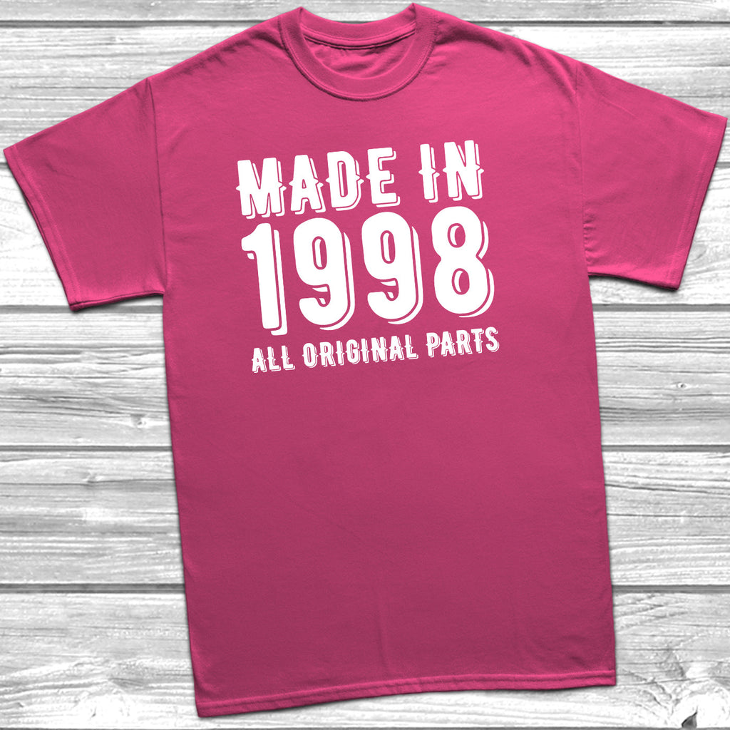 Get trendy with Made In 1998 All Original Parts T-Shirt - T-Shirt available at DizzyKitten. Grab yours for £10.49 today!