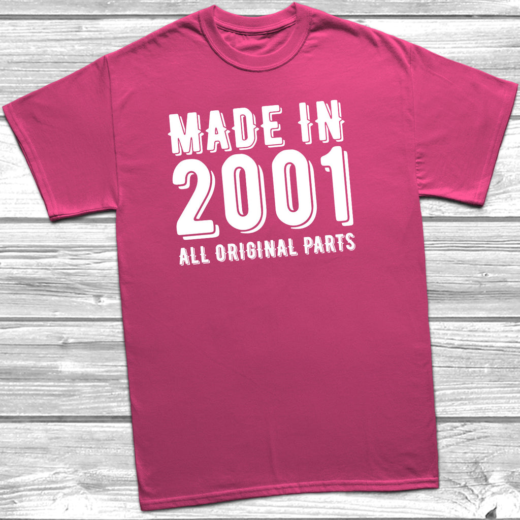 Get trendy with Made In 2001 All Original Parts T-Shirt - T-Shirt available at DizzyKitten. Grab yours for £10.49 today!
