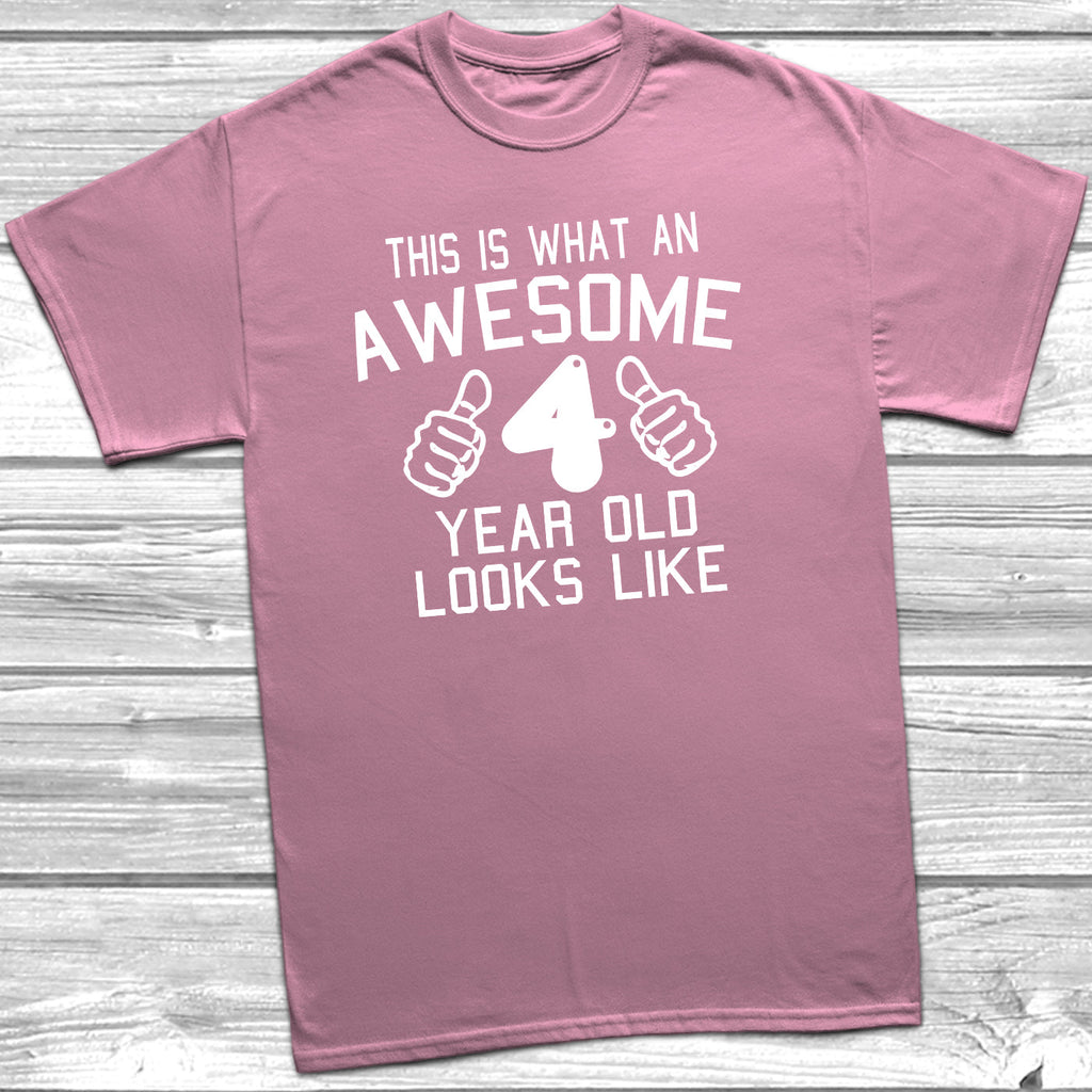 Get trendy with Awesome 4 Year Old Looks Like T-Shirt - T-Shirt available at DizzyKitten. Grab yours for £8.95 today!