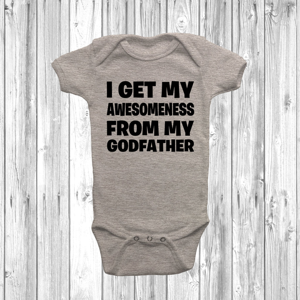 Get trendy with I Get My Awesomeness From My Godfather Baby Grow - Baby Grow available at DizzyKitten. Grab yours for £8.45 today!