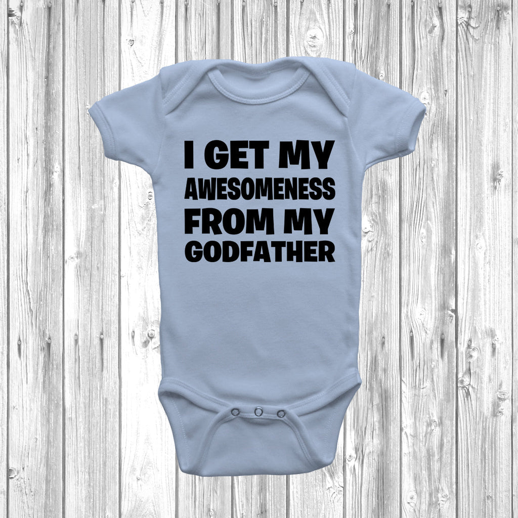 Get trendy with I Get My Awesomeness From My Godfather Baby Grow - Baby Grow available at DizzyKitten. Grab yours for £8.45 today!