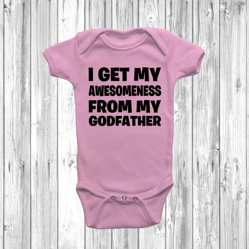 Get trendy with I Get My Awesomeness From My Godfather Baby Grow - Baby Grow available at DizzyKitten. Grab yours for £8.45 today!