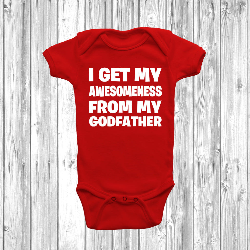 Get trendy with I Get My Awesomeness From My Godfather Baby Grow - Baby Grow available at DizzyKitten. Grab yours for £7.95 today!