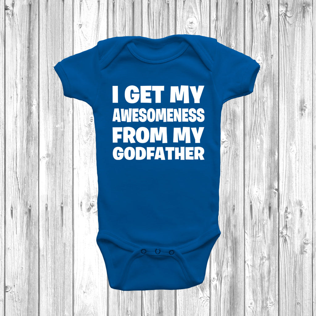 Get trendy with I Get My Awesomeness From My Godfather Baby Grow - Baby Grow available at DizzyKitten. Grab yours for £7.95 today!