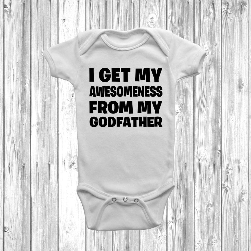 Get trendy with I Get My Awesomeness From My Godfather Baby Grow - Baby Grow available at DizzyKitten. Grab yours for £7.95 today!