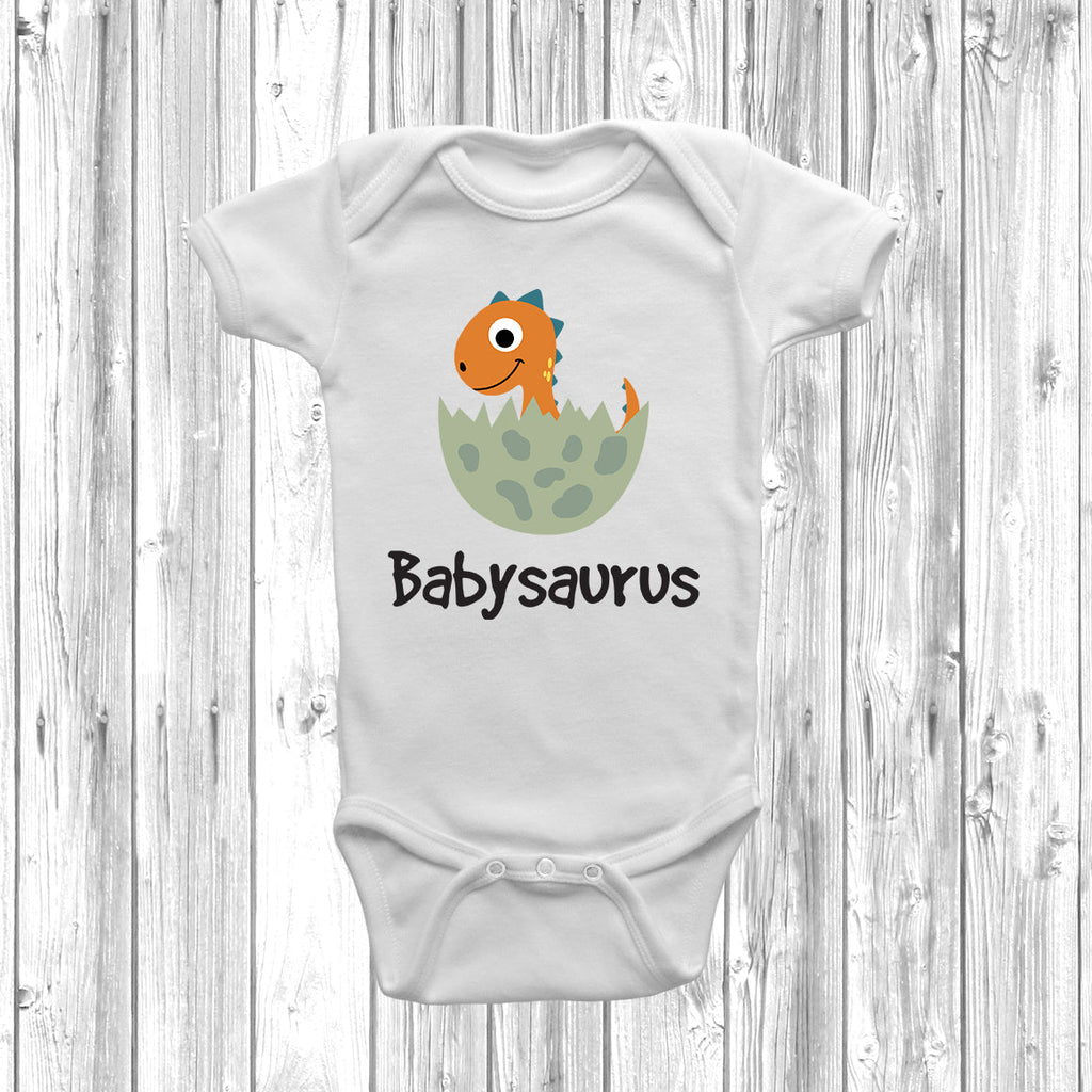 Get trendy with Personalised Dinosaur Baby Grow -  available at DizzyKitten. Grab yours for £10.99 today!