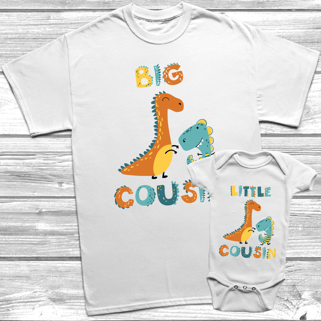 Get trendy with Dinosaur Big Cousin Little Cousin T-Shirt Baby Grow Set -  available at DizzyKitten. Grab yours for £8.95 today!