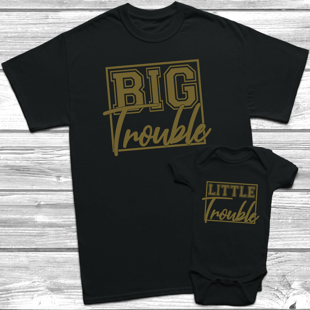 Get trendy with Big Trouble Little Trouble T-Shirt Baby Grow Set -  available at DizzyKitten. Grab yours for £8.45 today!