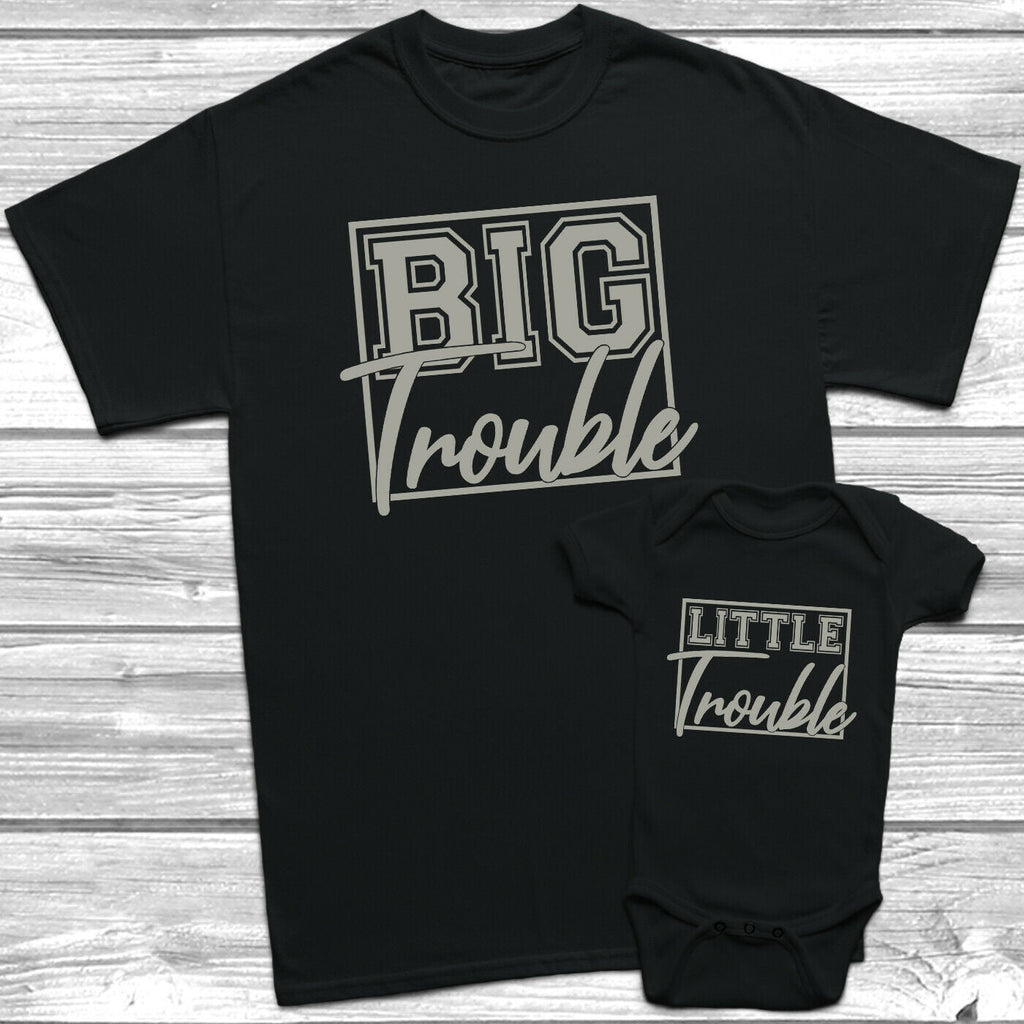 Get trendy with Big Trouble Little Trouble T-Shirt Baby Grow Set -  available at DizzyKitten. Grab yours for £8.45 today!