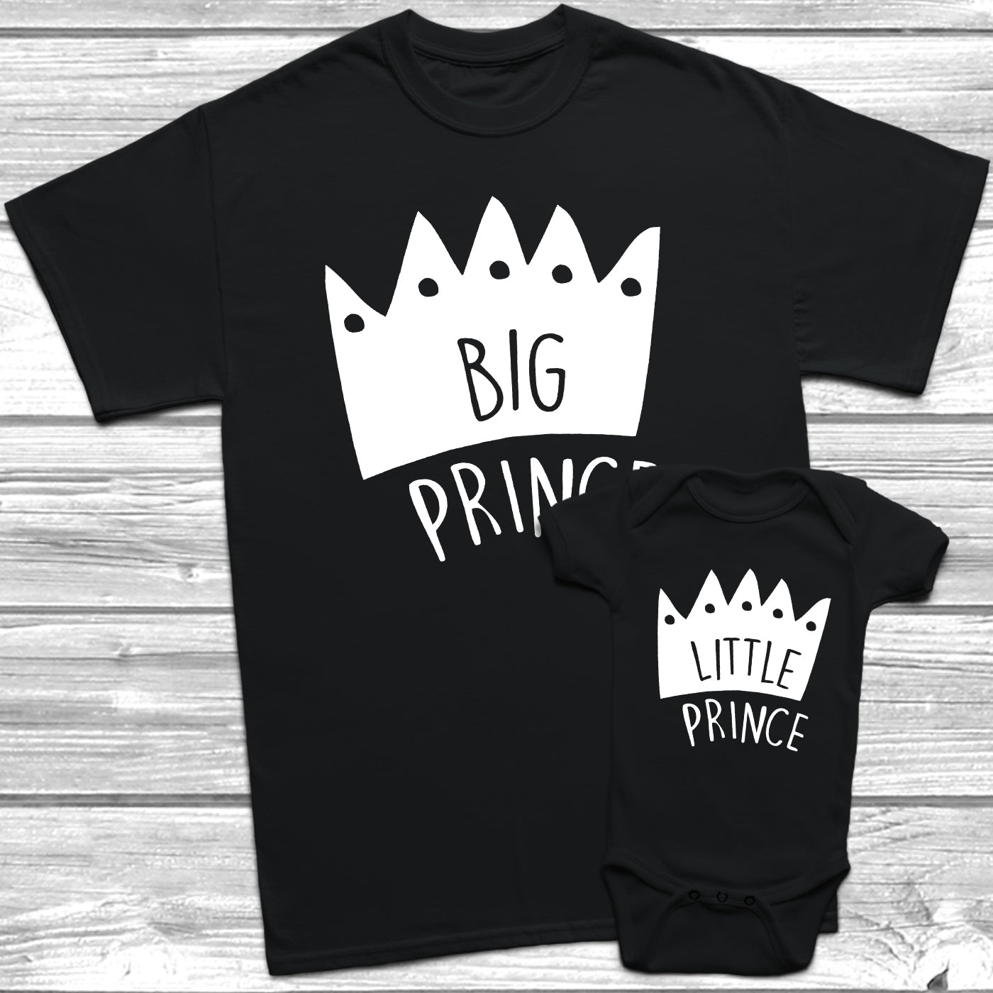 Big Prince Little Prince T Shirt Baby Grow Set