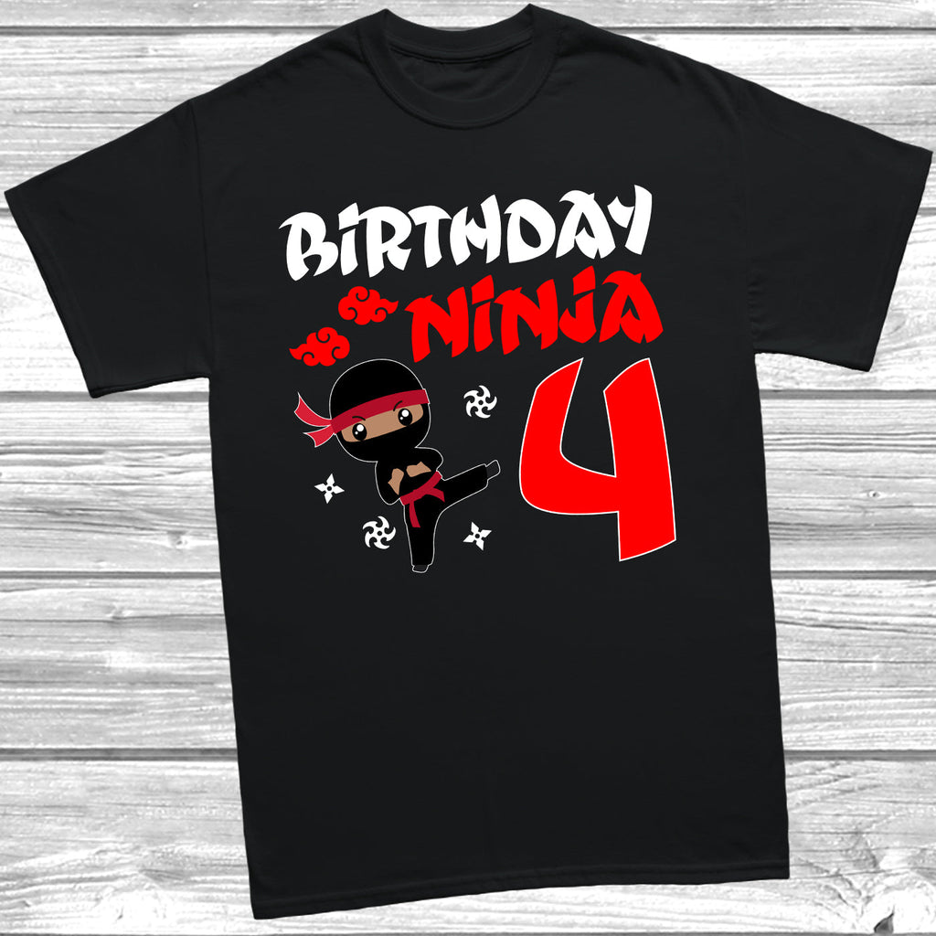 Get trendy with Birthday Ninja 4th Birthday T-Shirt - T-Shirt available at DizzyKitten. Grab yours for £9.49 today!