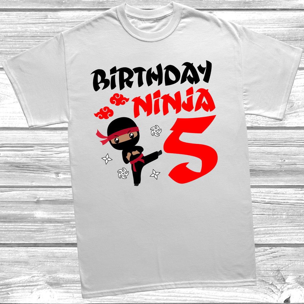 Get trendy with Birthday Ninja 5th Birthday T-Shirt - T-Shirt available at DizzyKitten. Grab yours for £9.99 today!