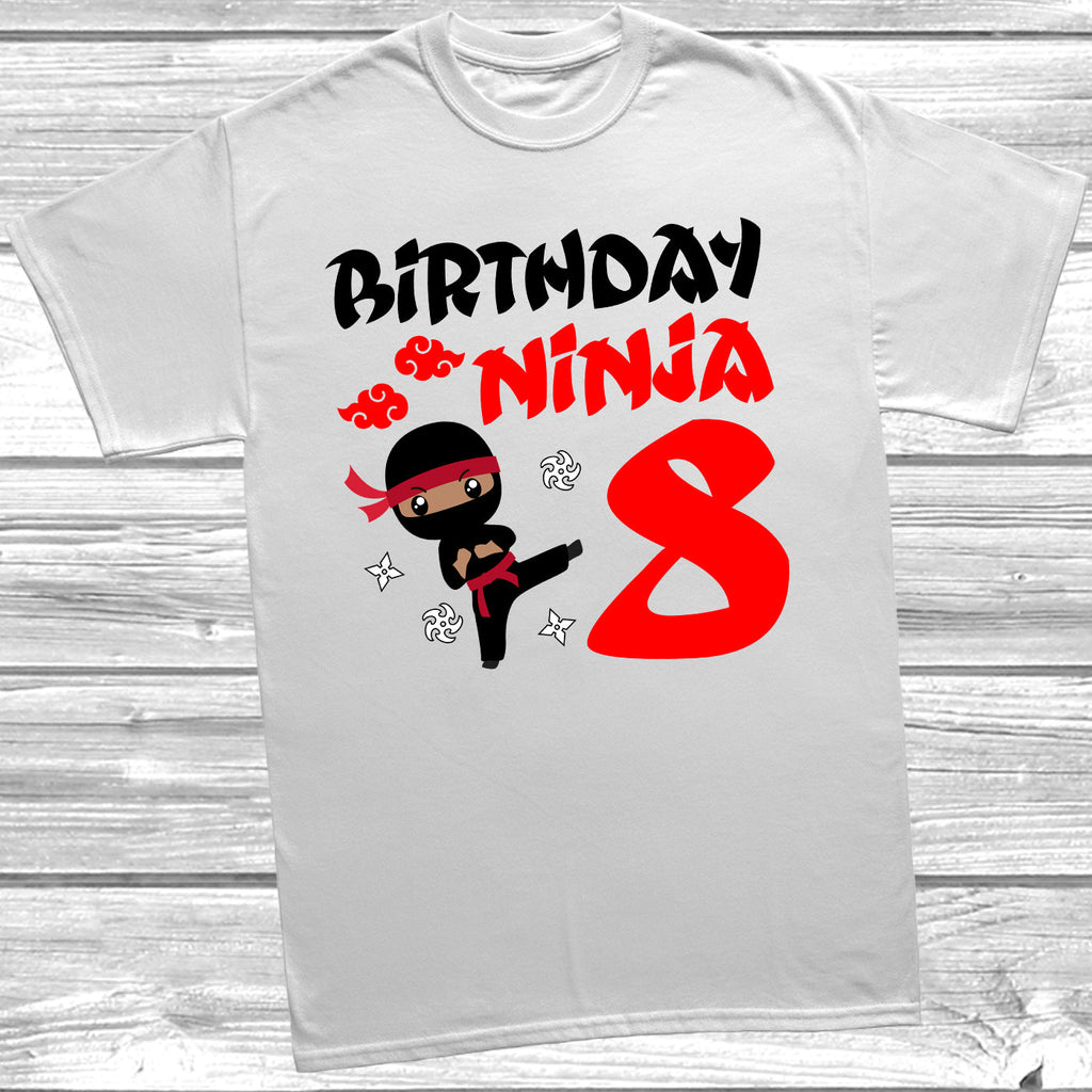 Get trendy with Birthday Ninja 8th Birthday T-Shirt - T-Shirt available at DizzyKitten. Grab yours for £9.49 today!