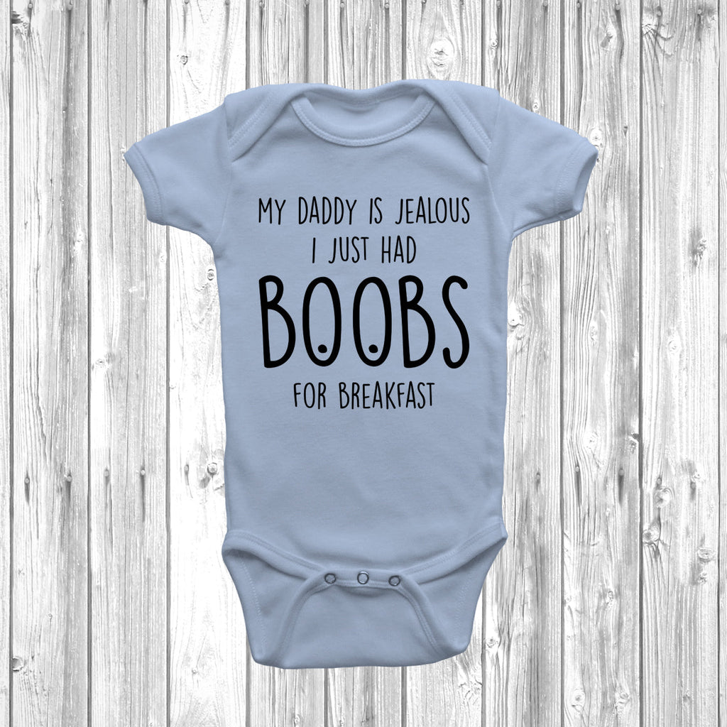 Get trendy with Boobs For Breakfast Baby Grow - Baby Grow available at DizzyKitten. Grab yours for £7.95 today!