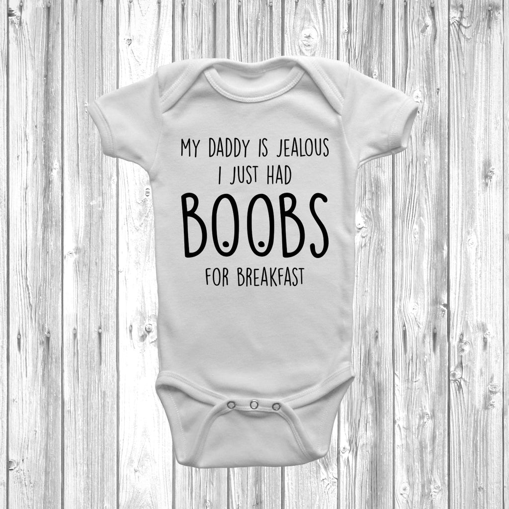 Get trendy with Boobs For Breakfast Baby Grow - Baby Grow available at DizzyKitten. Grab yours for £7.95 today!